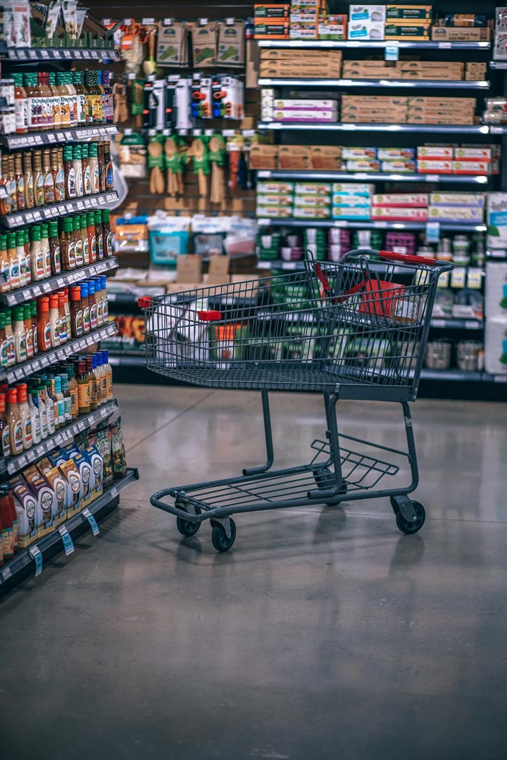 Grocery cart in isle