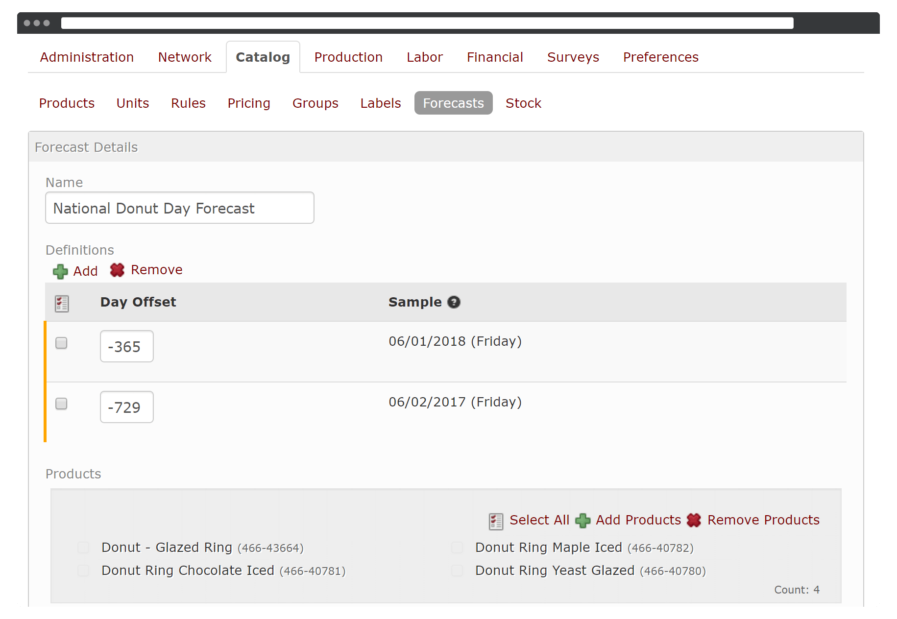 Supplyit custom forecasting screenshot