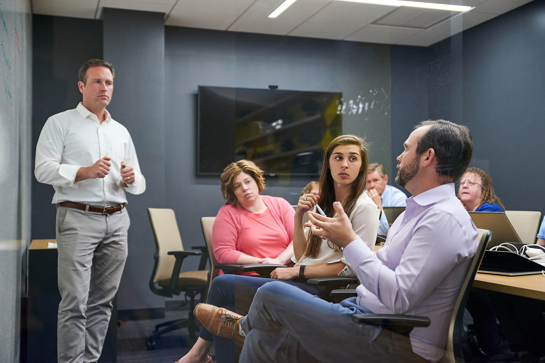 team meeting and talking